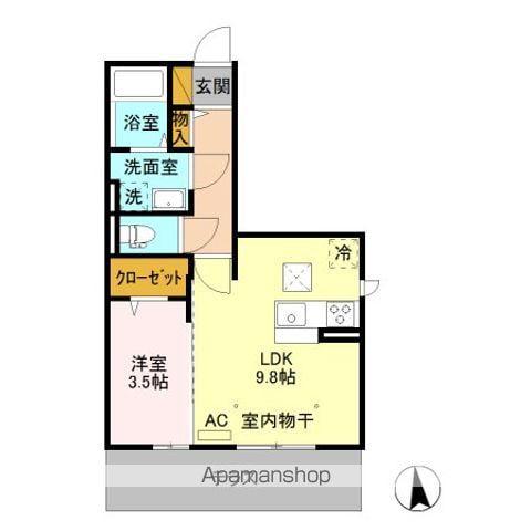 カスタリア B(1LDK/1階)の間取り写真