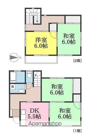 伊予鉄道本町線 本町6丁目駅 徒歩20分 2階建 築37年(4K)の間取り写真