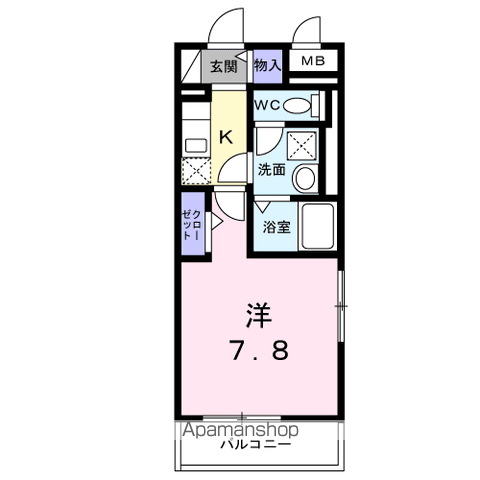 パークランド国立(1K/3階)の間取り写真