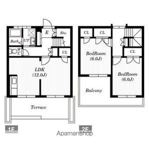 テレパレス立川PUIS(2LDK/1階)の間取り写真