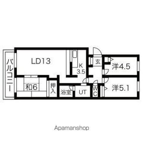 ガーデンハウス山鼻南2(3LDK/2階)の間取り写真