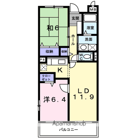 ファインヴァルト(2LDK/1階)の間取り写真