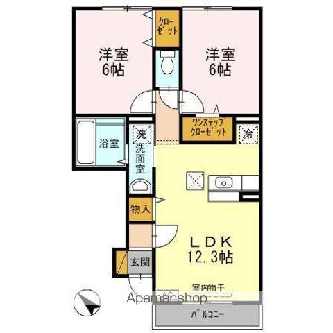 成田線 小見川駅 徒歩77分 2階建 築15年(2LDK/1階)の間取り写真