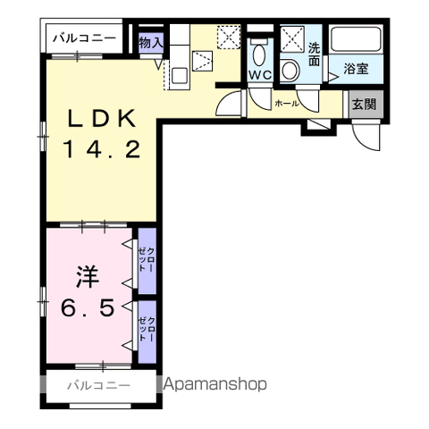 プラージュ(1LDK/1階)の間取り写真