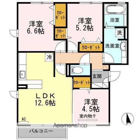 セジュールモダンB(3LDK/2階)の間取り写真