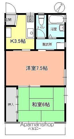 大河内ハイツ1号棟(2K/2階)の間取り写真
