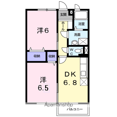シャインレイク(2DK/1階)の間取り写真
