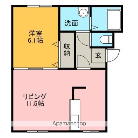 サンハイム(1LDK/2階)の間取り写真