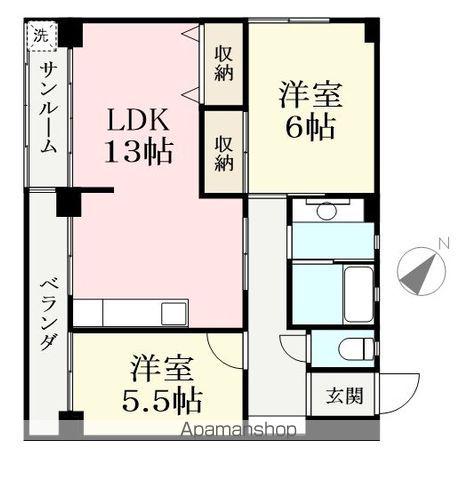 ドゥエルリバーサイド(2LDK/3階)の間取り写真