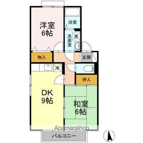 コスモミヤ(2DK/2階)の間取り写真