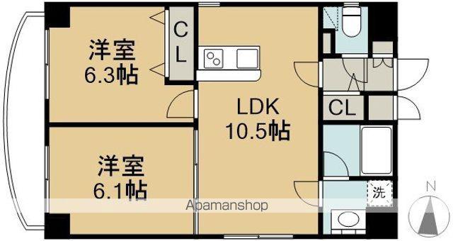 K-1二日町(2LDK/7階)の間取り写真
