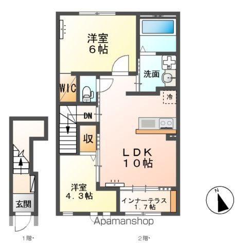 アンジュB(2LDK/2階)の間取り写真