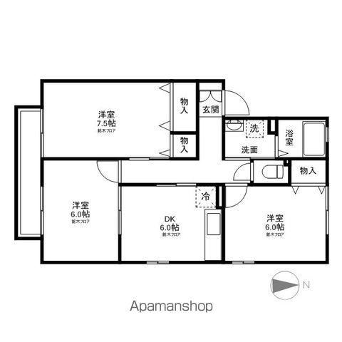 シャンテ篠原A棟(3DK/2階)の間取り写真