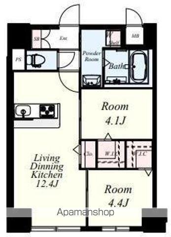 MYS CASETTA KURUME(2LDK/4階)の間取り写真