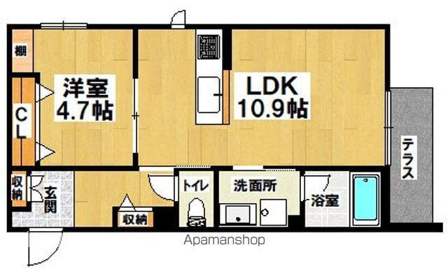 HARUなかもず(1LDK/1階)の間取り写真