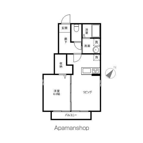 ファミーユ旭ヶ丘1(1LDK/1階)の間取り写真