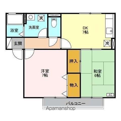 ウォーター・シールドB棟(2DK/2階)の間取り写真