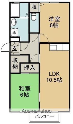 サンフレール柏原(2LDK/1階)の間取り写真