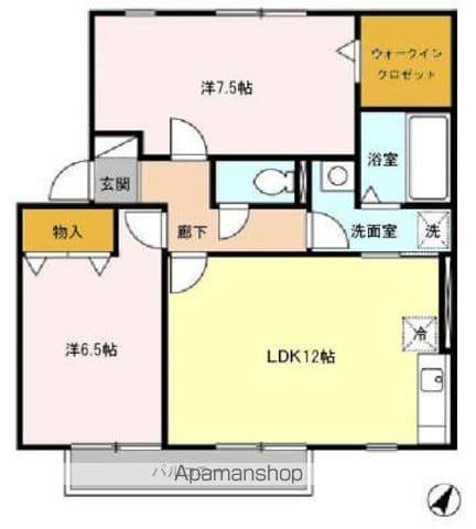 グランドゥール(2LDK/1階)の間取り写真