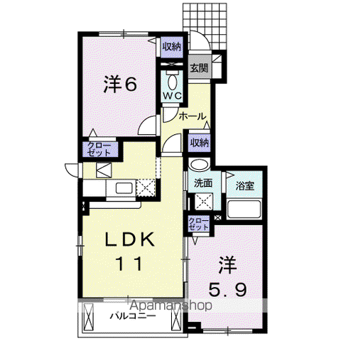 グリーンパークE・I A(2LDK/1階)の間取り写真