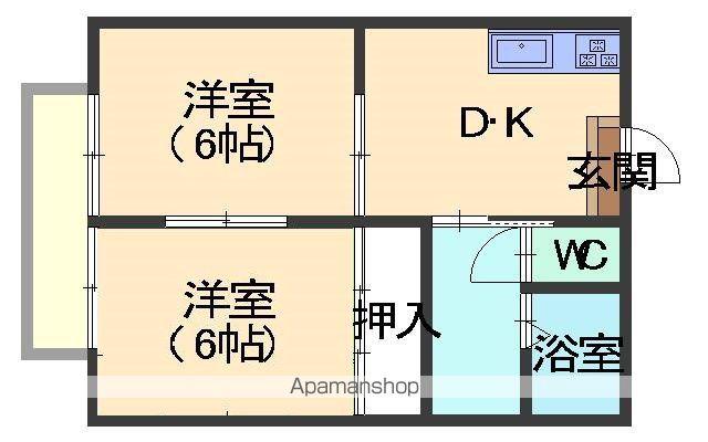 シティーコート石名坂(2DK/1階)の間取り写真