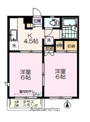 プレステージ新和 A(2K/1階)の間取り写真