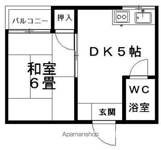 みどり荘(1DK/2階)の間取り写真