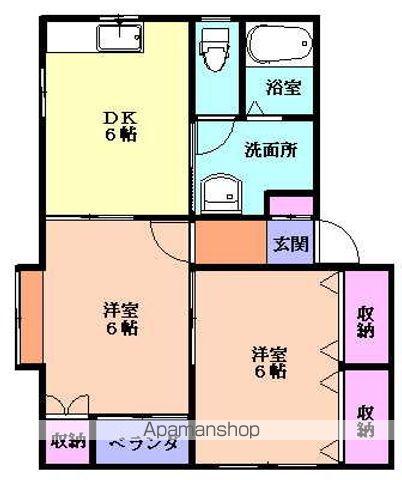 ローズガーデンB(2DK/2階)の間取り写真