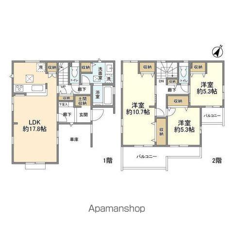 東武鉄道野田線 大和田駅(埼玉) 徒歩28分 2階建 築2年(3LDK)の間取り写真