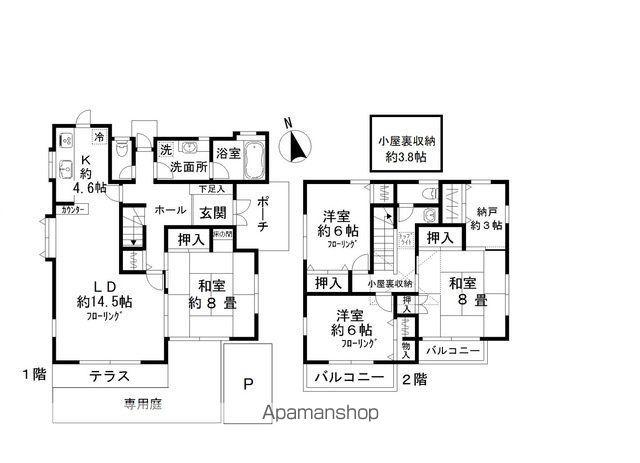 つくばエクスプレス 柏の葉キャンパス駅 徒歩18分 2階建 築37年(4SLDK)の間取り写真