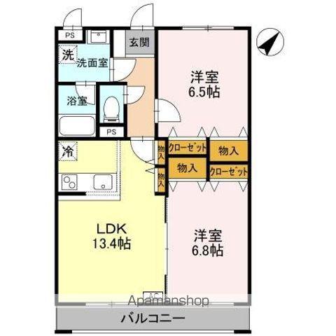 ベロウ舟入町(2LDK/2階)の間取り写真