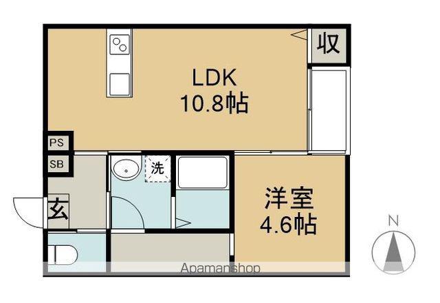 CUORE B棟(1LDK/1階)の間取り写真
