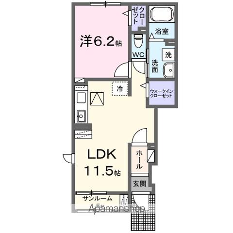 カレントヴィラⅦ B(1LDK/1階)の間取り写真