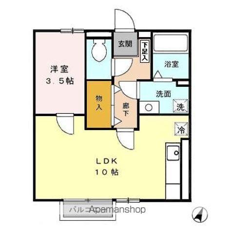 エヴァーグリーンコートABCD(1LDK/2階)の間取り写真