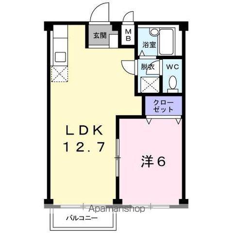 エルディム屋島(1LDK/2階)の間取り写真
