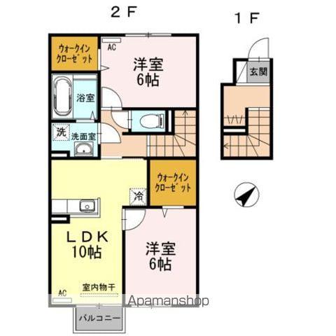 白新線 新発田駅 バス乗車時間:27分 宮下バス停バス停で下車 徒歩3分 2階建 築12年(2LDK/2階)の間取り写真