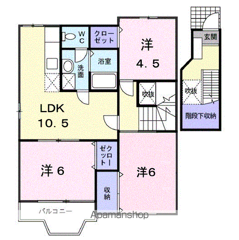 アビタシオンドゥB(3LDK/2階)の間取り写真