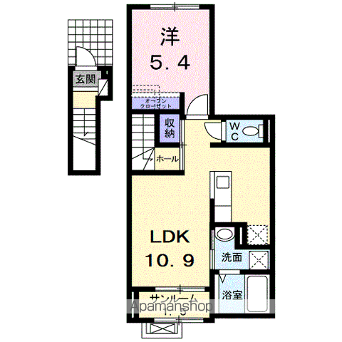 フランセス高柳 Ⅱ(1LDK/2階)の間取り写真