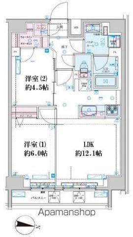 GENOVIA新子安(2LDK/9階)の間取り写真