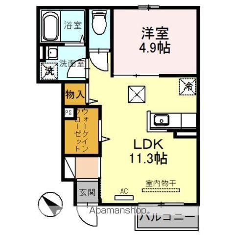 アプリコット潮音(1LDK/1階)の間取り写真