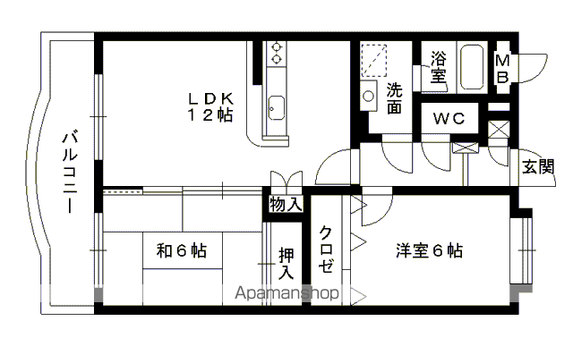 サンパティーク菜の花(2LDK/3階)の間取り写真