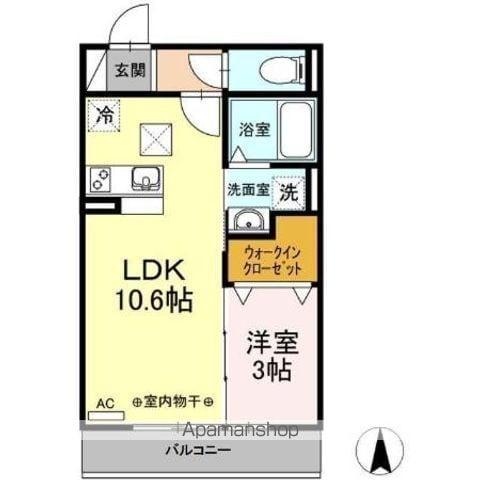 カーサ・ディ・ピーノ(1LDK/1階)の間取り写真