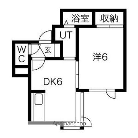 ベルハイムⅢ(1DK/2階)の間取り写真