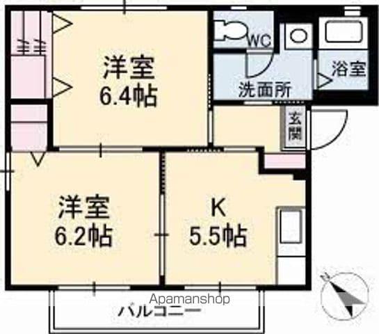 スカイメゾン8番館(2K/1階)の間取り写真