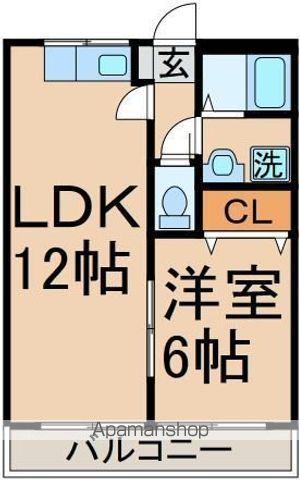 ハイム松原(1LDK/1階)の間取り写真