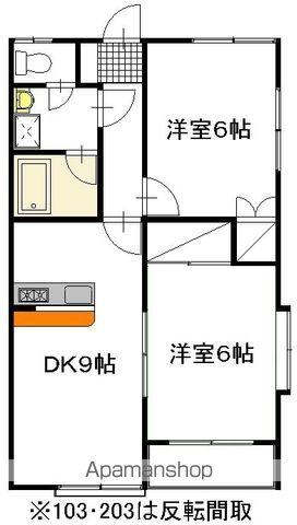 グランコート西原B棟(2DK/2階)の間取り写真