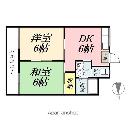 コーポラス高屋(2DK/1階)の間取り写真