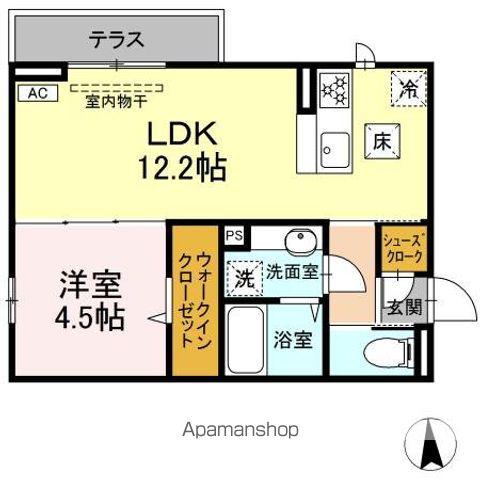 GRAND D-ROOM高宮北E(1LDK/1階)の間取り写真