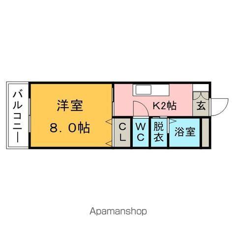 ウインドコート(1K/2階)の間取り写真