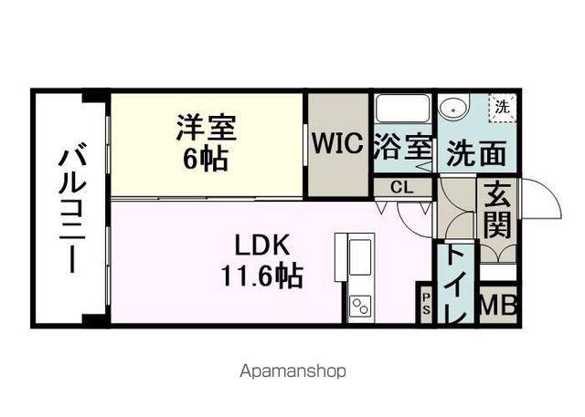 COLAS MIFUNE ウエスト(1LDK/7階)の間取り写真